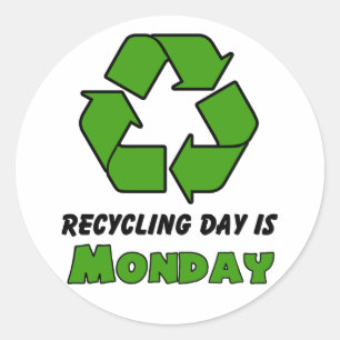 Adesivo Redondo Segunda-feira reciclar