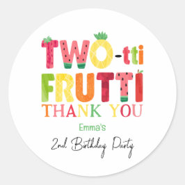 Adesivo Redondo Segundo aniversário De Fruta De Frutti Cutie Duas