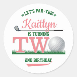 Adesivo Redondo Segundo aniversário de Golf PAR-TEE