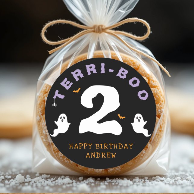 Adesivo Redondo Segundo aniversário de Halloween Terri-Boo Twos Gh (Halloween 2nd Birthday Terri-Boo Twos Ghost Gothic Classic Round Sticker
)