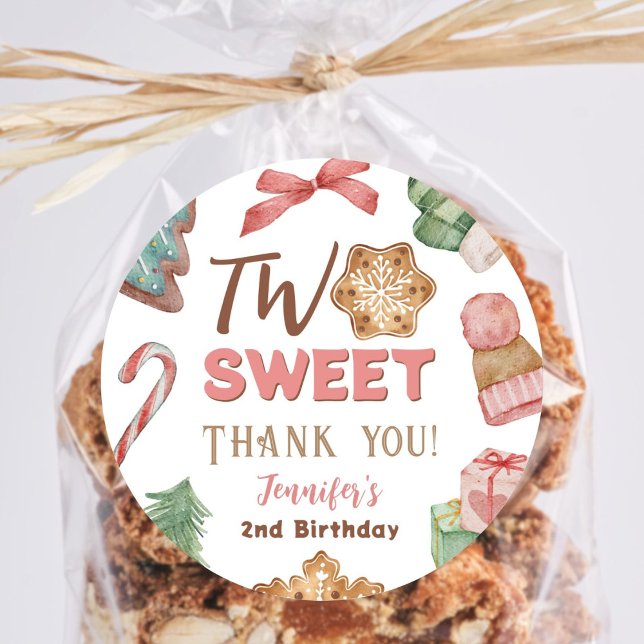 Adesivo Redondo Segundo aniversário de inverno de Natal - Bonita C (Criador carregado)