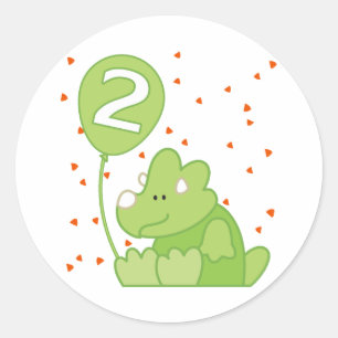 Adesivo Redondo segundo aniversário Dino Baby