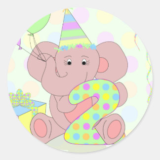 Adesivo Redondo segundo aniversário Elephant Sticker