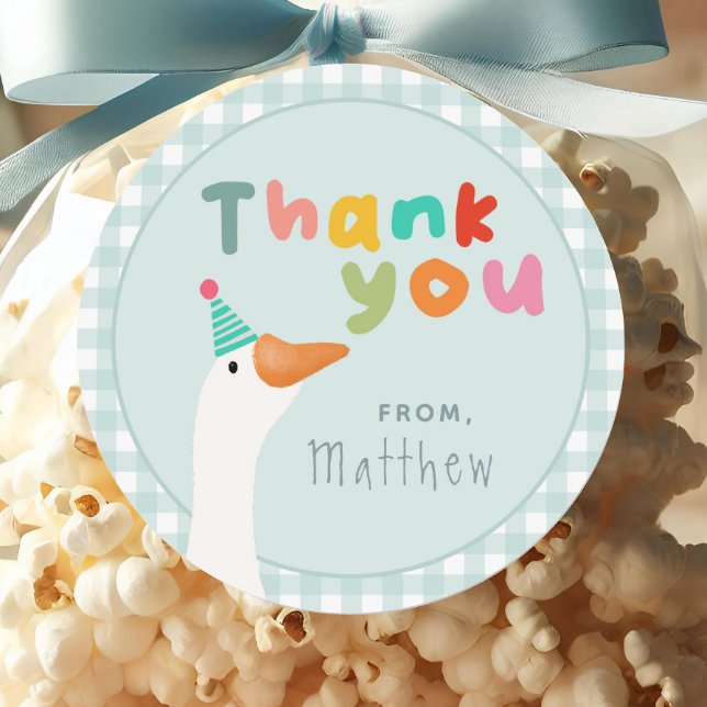 Adesivo Redondo Segundo aniversário Fazenda azul ganso de dois Bob (Criador carregado)