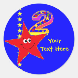 Adesivo Redondo Segundo aniversário Red Star