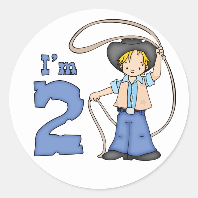 Adesivo Redondo Segundo aniversário Roper Cowboy (Frente)