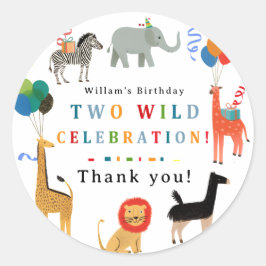 Adesivo Redondo Segundo aniversário Selvagem e Whimsical