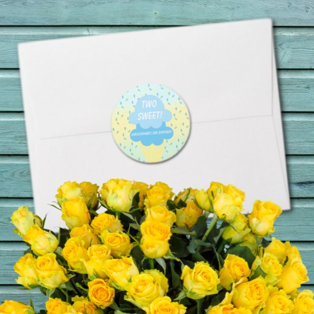 Adesivo Redondo segundo aniversário sorvete (Criador carregado)