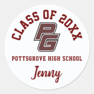 Adesivo Redondo Segundo grau De Graduação De Pottsgrove, Personali