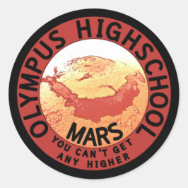 Adesivo Redondo Segundo grau Olimpo Branco Vermelho Negro Engraçad