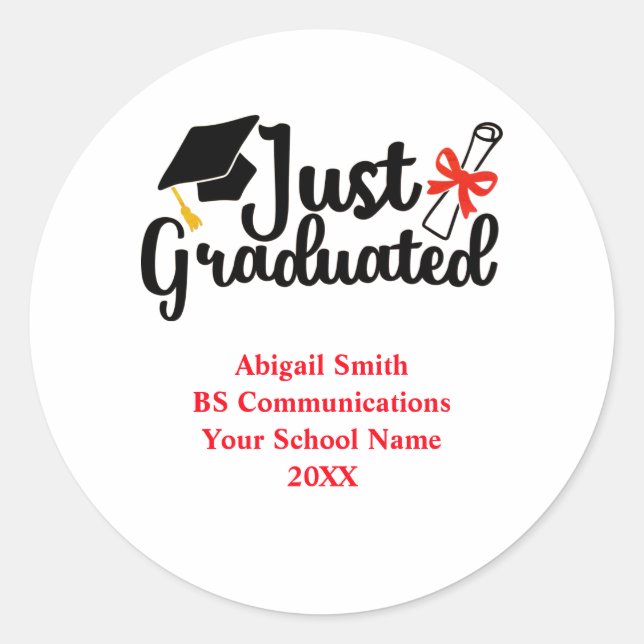 Adesivo Redondo Segundo grau Personalizado Vermelho Preto (Frente)