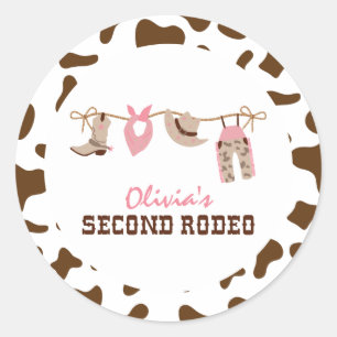 Adesivo Redondo Segundo Rodeio Cowboy Western de 2º Aniversário