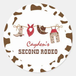 Adesivo Redondo Segundo Rodeio Cowboy Western de 2º Aniversário