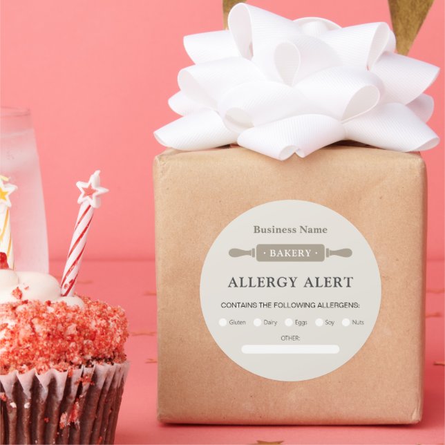 Adesivo Redondo Segurança comida Alerta de Alergia Pino Rolante (Festa)