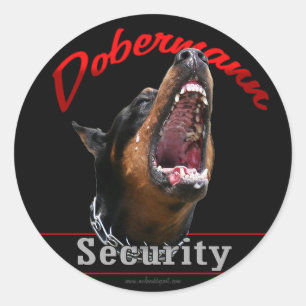 Adesivo Redondo Segurança de Dobermann