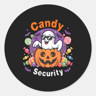 Adesivo Redondo Segurança de Doce Abóbora Fantasma Halloween