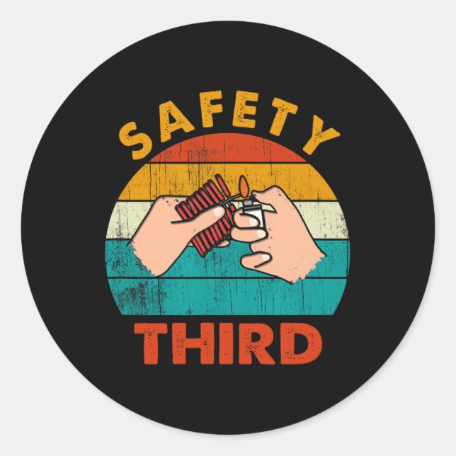 Adesivo Redondo Segurança de Fireworks Segurança de Firecrackers T (Frente)