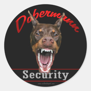 Adesivo Redondo Segurança do Doberman