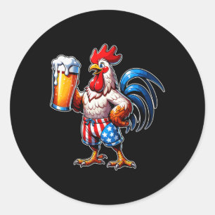 Adesivo Redondo Segurando Cerveja Usa Bandeira 4 De Julho Chicote