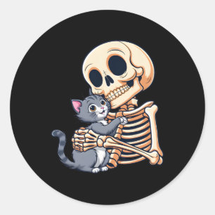 Adesivo Redondo Segurando Um Gato De Gato Bonito De Halloween Gato