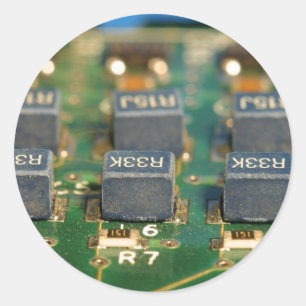 Adesivo Redondo Seis circuitos de chipsets de computadores