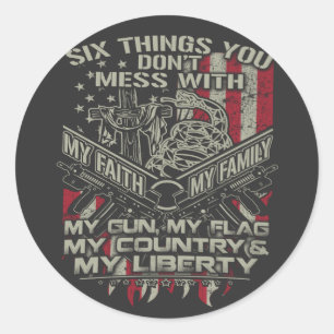 Adesivo Redondo seis coisas que você não bagunça com minha família