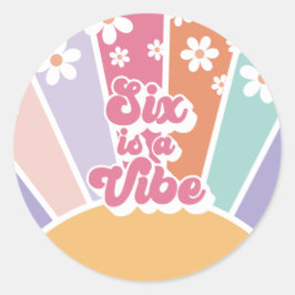 Adesivo Redondo Seis é um Vibe Retro Sol Chuva de Amor Margarida