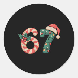 Adesivo Redondo Seis Sete 67 Meme Natal
