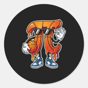 Adesivo Redondo Seis sete 67 véi 6 7 dia feliz basquete