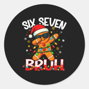 Adesivo Redondo Seis Sete 6 7 Meme Dabbing Homem de Neve de Natal