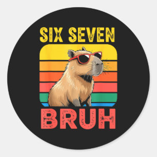 Adesivo Redondo Seis Sete Bruh 67 Capivara Vintage Presente Divert