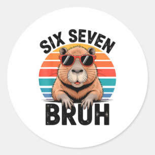 Adesivo Redondo Seis Sete Bruh 6 7 Meme Engraçado Capybara 6 7