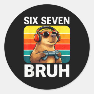 Adesivo Redondo Seis Sete Bruh Capivara Retro Vintage Engraçado 67