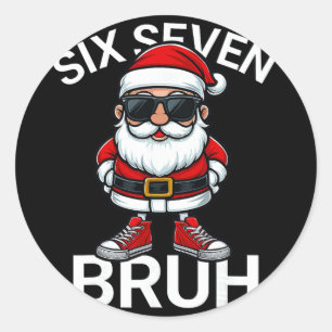 Adesivo Redondo Seis Sete Bruh Divertido 67 Meme Natal Papai Noel