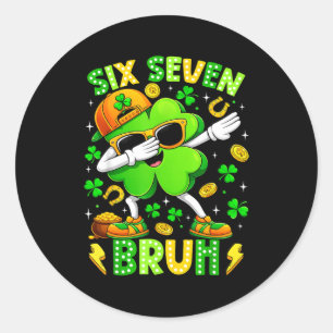 Adesivo Redondo Seis Sete Bruh Meme 67 Dabbing Shamrock St Patrick