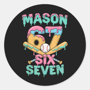 Adesivo Redondo Seis Sete Meme Mason Sorvete Gotejamento Engraçado