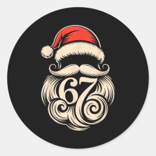 Adesivo Redondo Seis Sete Natal Papai Noel Meme 6 7 Humor de Féria