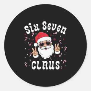 Adesivo Redondo Seis Sete Papai Noel Divertido 67 Meme de Natal Me