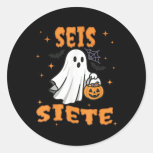 Adesivo Redondo Seis Siete Espanhol Halloween 67 Meninos Crianças