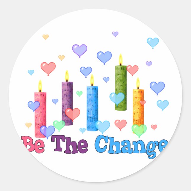 Adesivo Redondo Seja A Mudança Mundial (Frente)