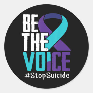 Adesivo Redondo Seja a voz para parar o suicídio Sensibilização pa
