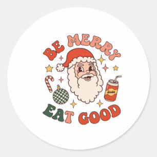 Adesivo Redondo Seja Alegre Coma Bom Natal Papai Noel Refrigerante