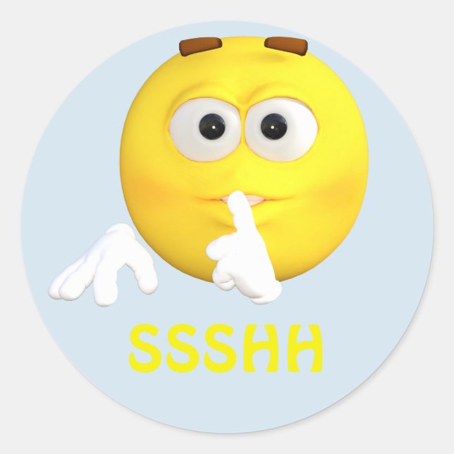 Adesivo Redondo Seja cara quieta dos desenhos animados do Emoticon (Frente)