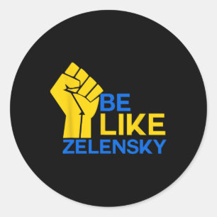 Adesivo Redondo Seja como Zelensky Apoie a Ucrânia pela Democracia