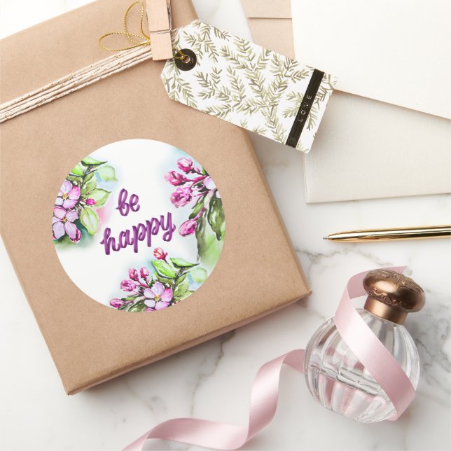 Adesivo Redondo Seja feliz (Presentear)