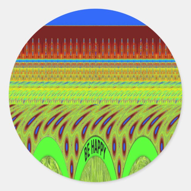 Adesivo Redondo Seja feliz Bolinhas Colorida Motif Gift (Frente)