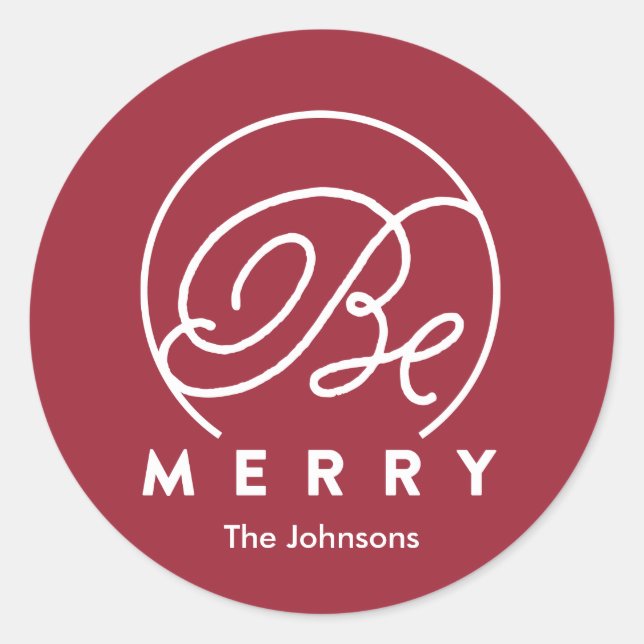 Adesivo Redondo Seja Feliz | Vinheta de férias (Frente)