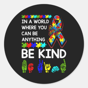 Adesivo Redondo Seja gentil com a consciência do Autismo, assim c