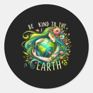 Adesivo Redondo Seja gentil com a Terra Mãe Natureza Terra Dia Ter