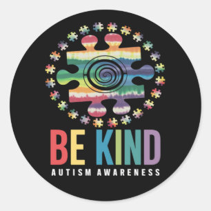 Adesivo Redondo Seja gentil com conhecimento do autismo Design